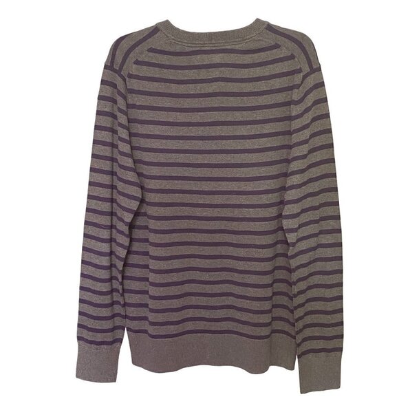 Tommy Hilfiger Flag Logo Striped Long Sleeves V-Neck Pima Cotton Sweater Men L - Picture 2 of 10